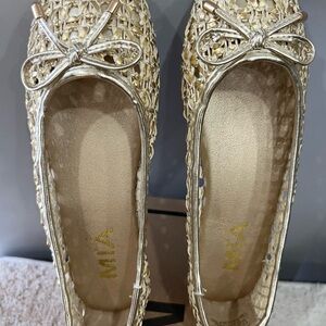 MIA Gold Metallic Woven Flats Girl’s shoes
